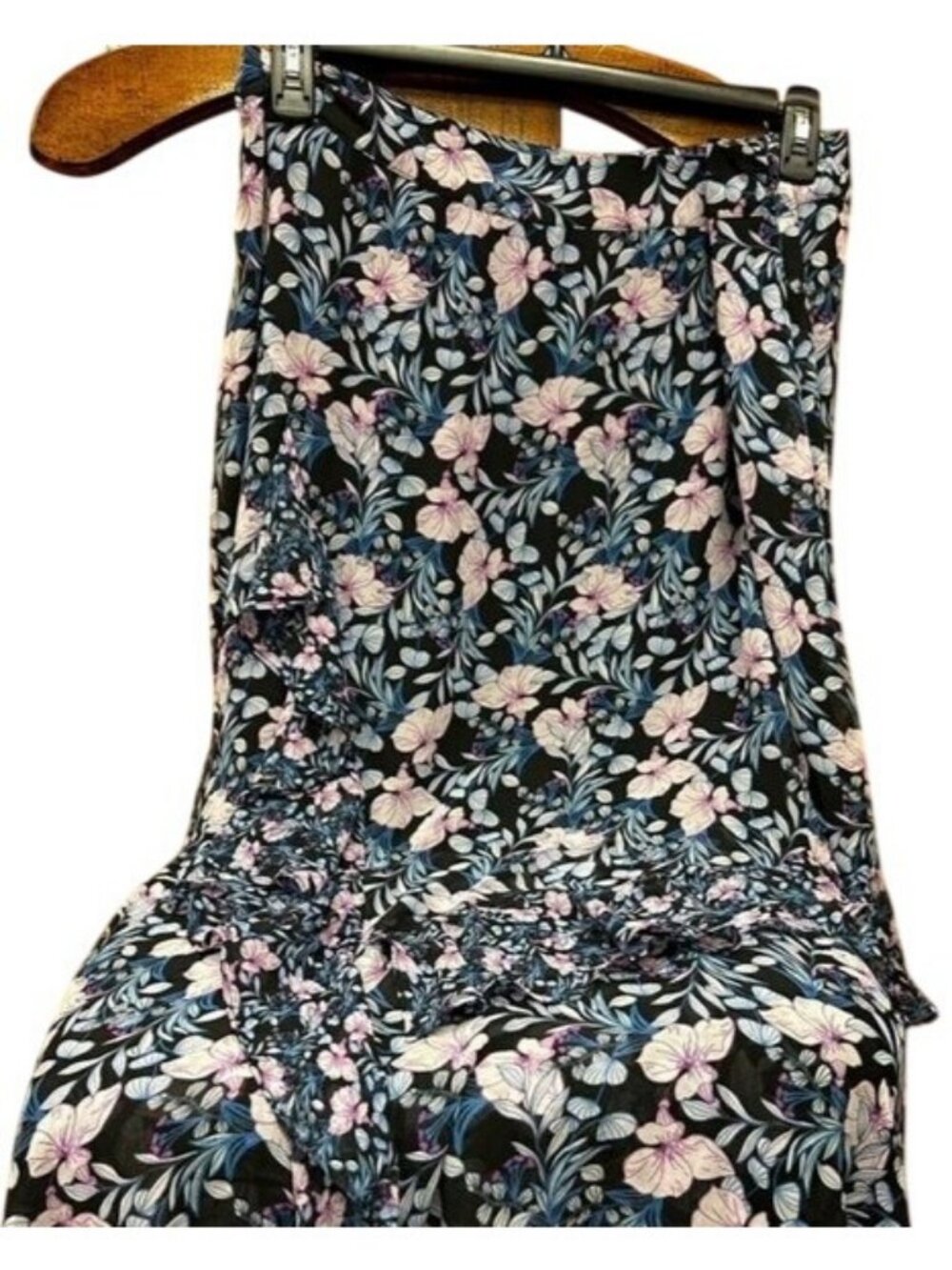 Vince Camuto Boho Retro Floral Skirt Black Cream Pinks & Blues plus size 18